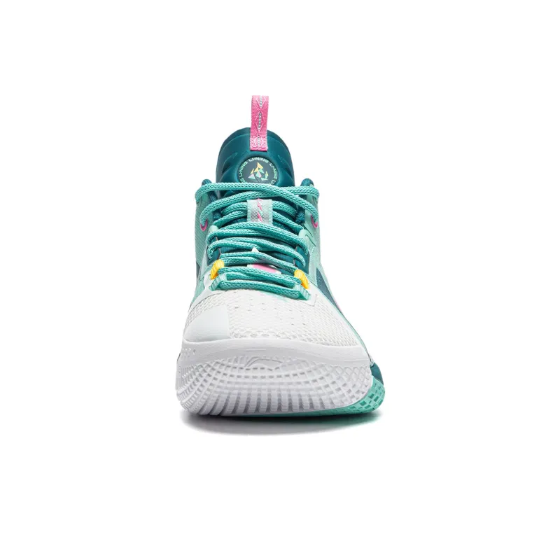 LiNing Anti five 4 Cushioned Wear Resistant Breathable Mid Top Basketball Shoes Men's Green White-3