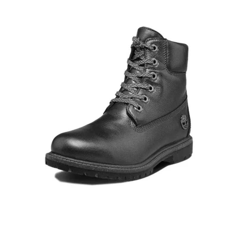 Timberland 6 Inch Heritage Premium Waterproof Pewter Leather Boots 'Black' Women's-1