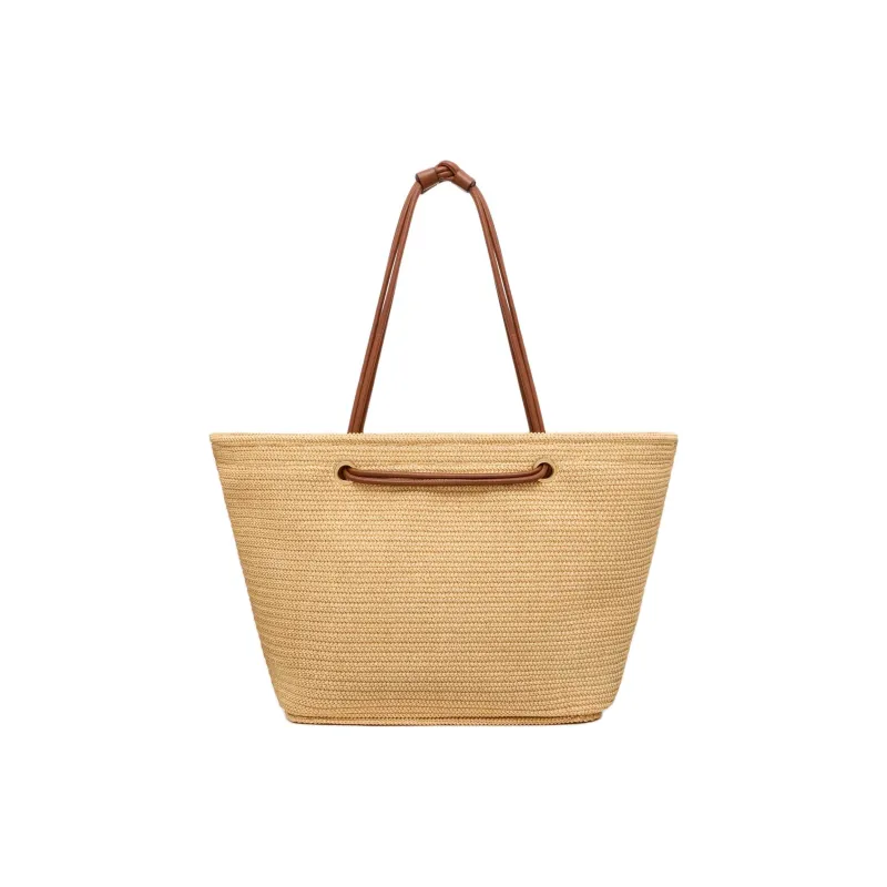Valentino Raffia Tote Bag Shopping Bag Handbag Large Size Women's Natural-4