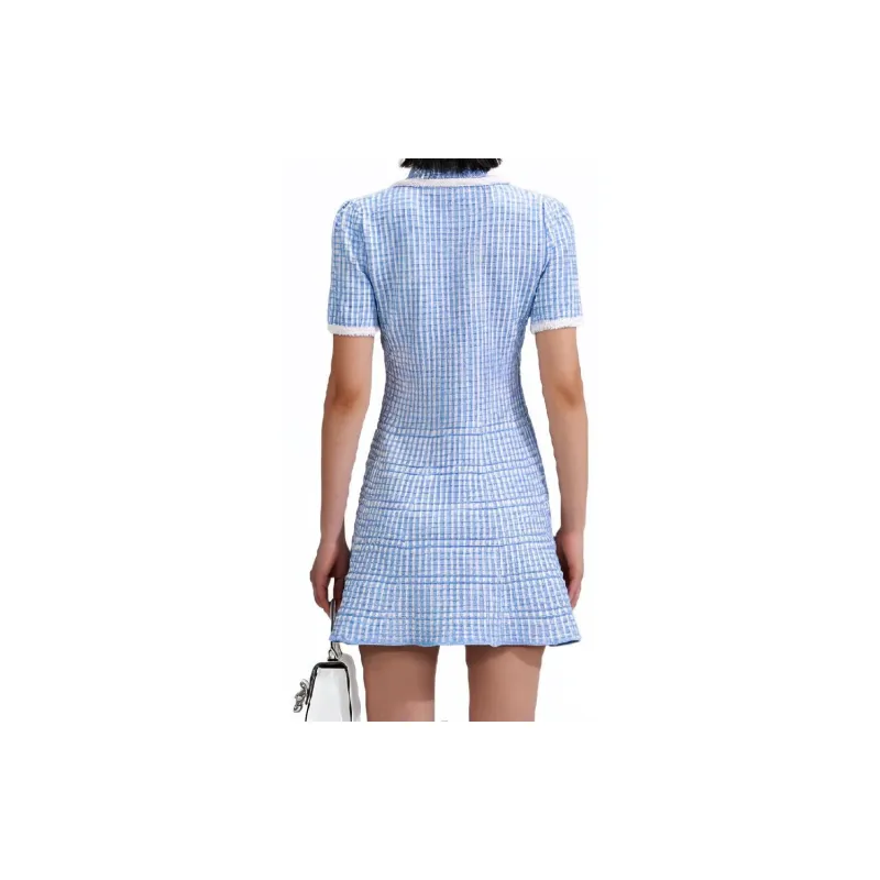 Self portrait Short Sleeved Dresses Women's Misty Blue-1