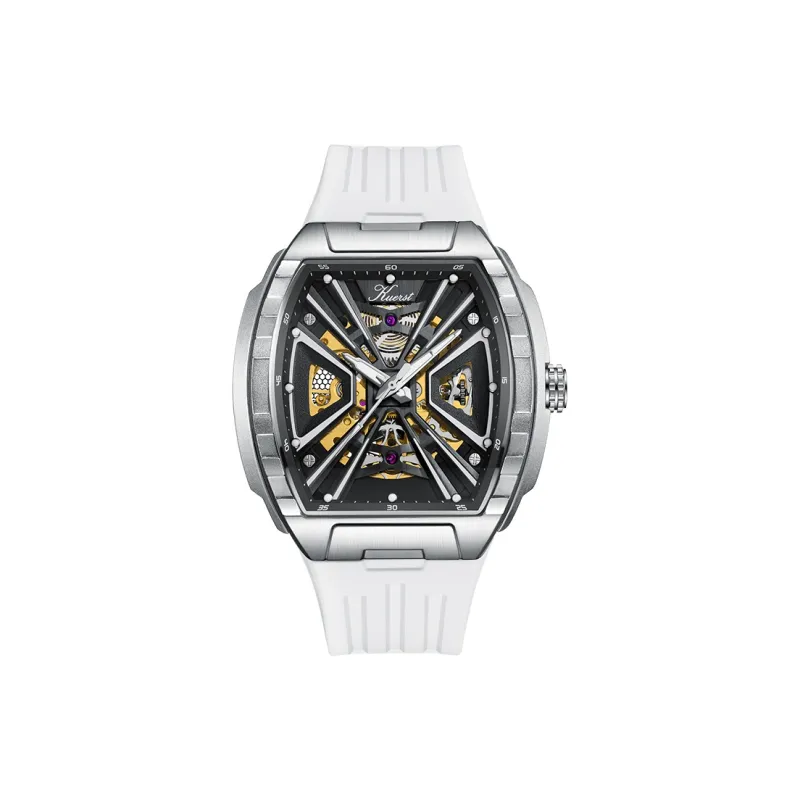KUERST Automatic Mechanical Movement Rubber Strap Watch Men's Watches Black Dial-0