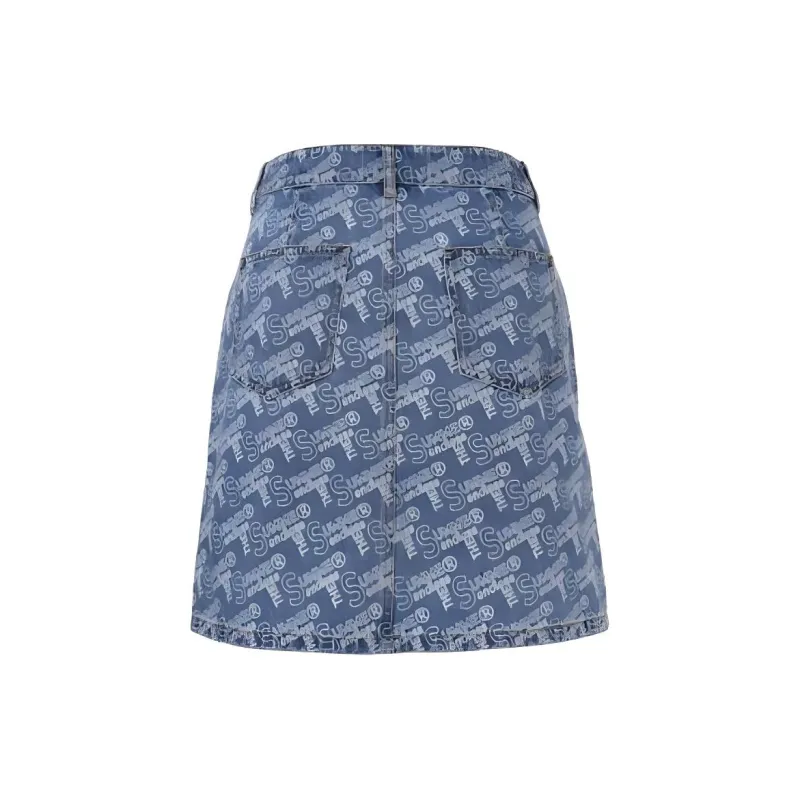 XII BASKET Denim Short Skirts Women's Blue-1