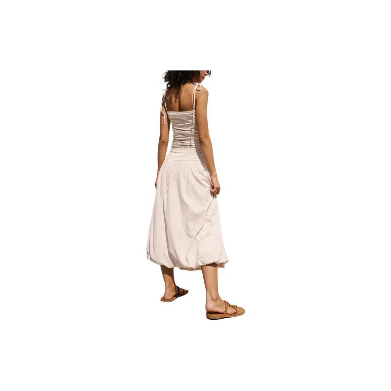 FREE PEOPLE Liza Drop-Waist Midi Slip Dresses Women's Barnacle Island/Fucoidan Island Color-1