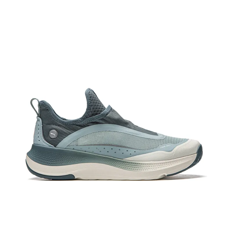 LiNing SOFT GO Abrasion Resistant Breathable Low Top Running Shoes Men's Gray Blue-1