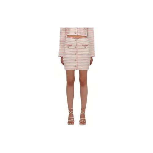 Self-portrait Casual Short Skirts Women's Pink/White