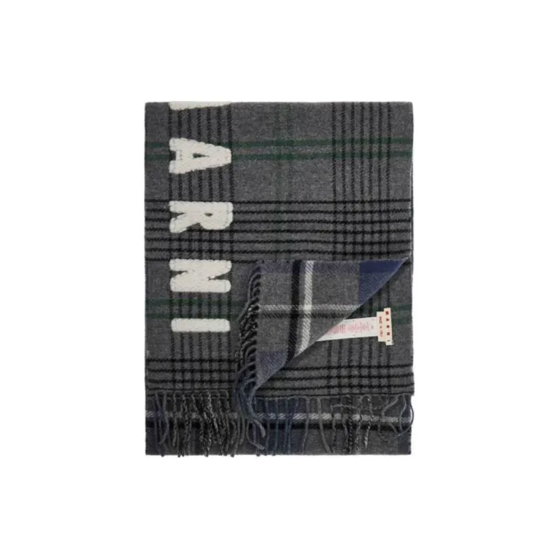 MARNI Logo Embroidered Fringed Scarf-2