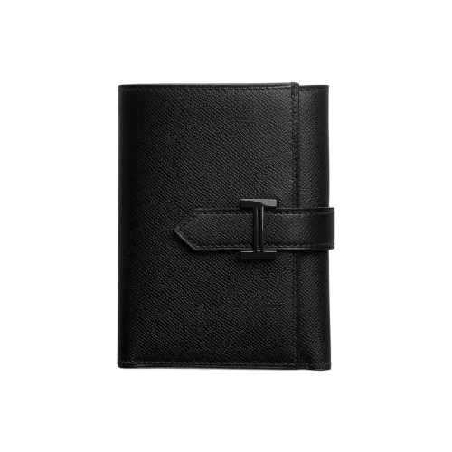 HERMES Bearn Madame Calfskin Wallet Women's 89 Noir Black