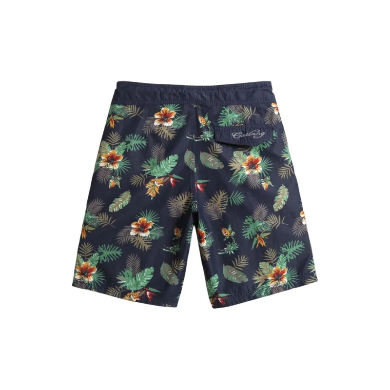 GAILANG Beach Shorts Men's Navy Blue Green Leaf-1