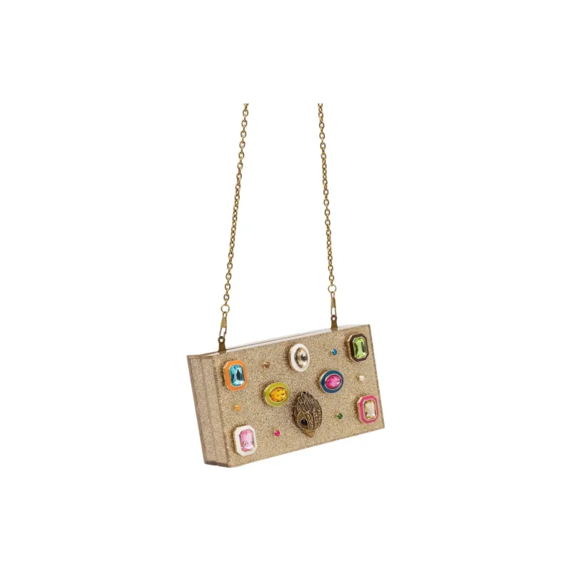 Kurt Geiger London Acrylic Fiber Crossbody Bag Shoulder Bag Unisex Gold-2