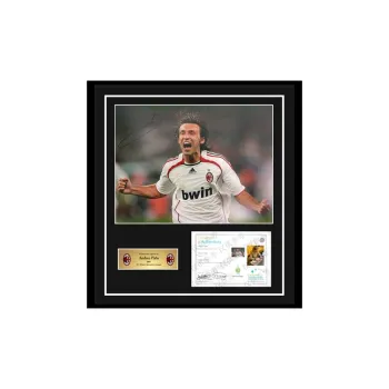 Three For Pirlo AC Beige Blue Champions League Signed Photo Frame EM Certificate Framed