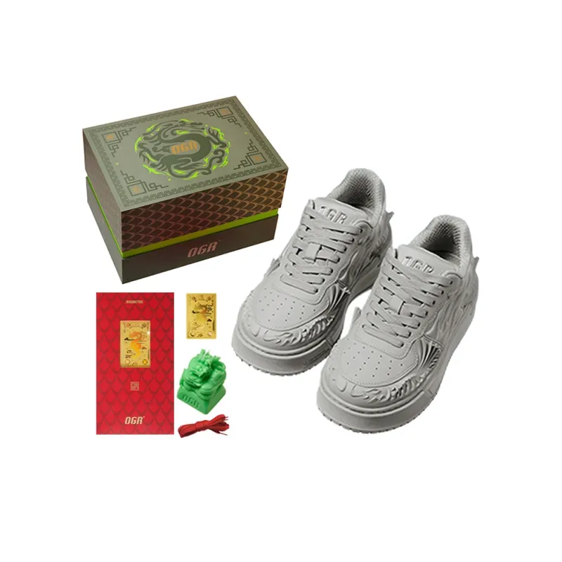 OGR Dragon Scales Model Low Top Skateboard Shoes Unisex Dragon Star Silver Box Included-0
