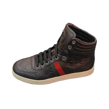GUCCI GUCCIssima Web Leather Hi Top 'Black'