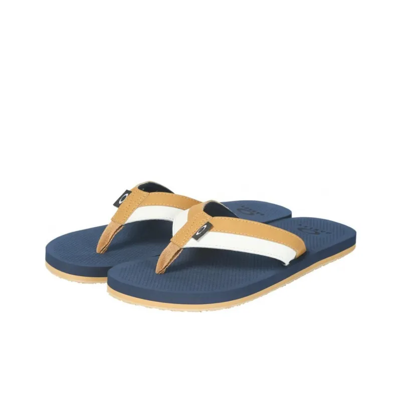 Oakley Slip-Resistant Quick Dry Flip Flops Men's Blue White Brown-2