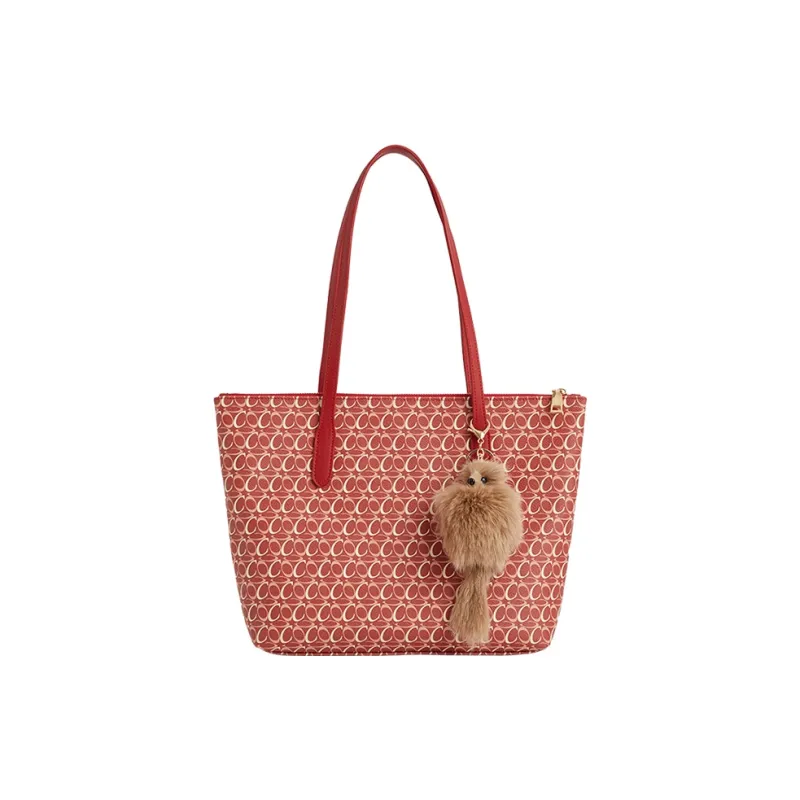 COCOEVA PVC & PU Tote Bag, Shopping Bag, Shoulder Bag Women's Lucky Red/Brown Coral-17