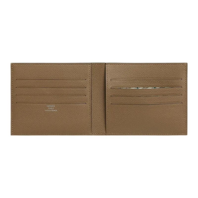 HERMES Citizen Twill Evercolor Calfskin Card Holder Women's Chestnut Pimento Yellow-1