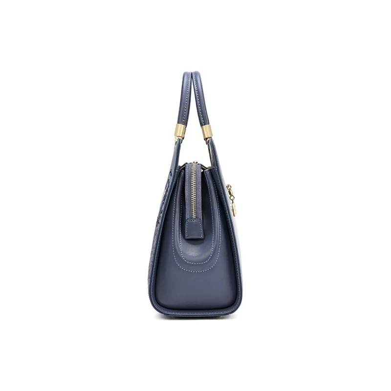 Ancient Yi Xi Cow Leather Commute Shoulder Bag, Crossbody Bag, Handbag Women's Dark Blue-2