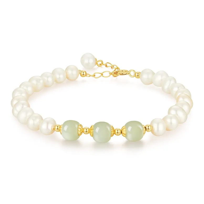 Central Fashion Hetian Jade Bracelets Green Jade Women's-0