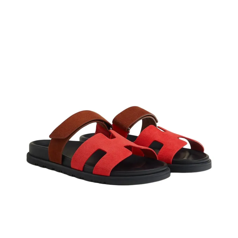 HERMES Chypre Slide Slippers Women's Red-2