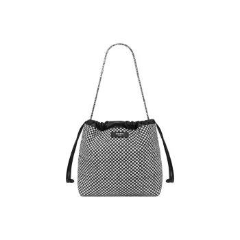 MOSCHINO Sheepskin Bucket Bags One Shoulder Handbags Mini Women's Black