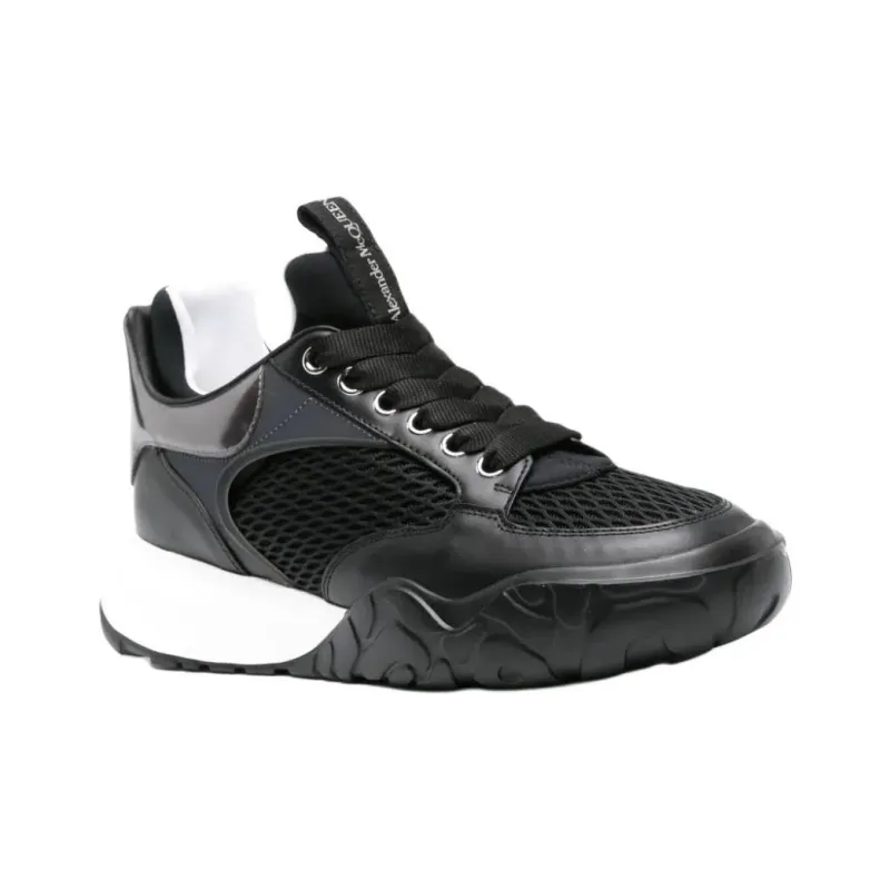 Alexander McQueen Court Black White Mesh-1