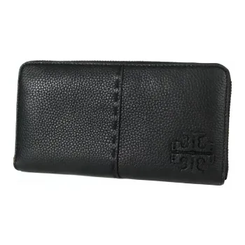TORY BURCH Leather Card Holder Wallet Unisex Black