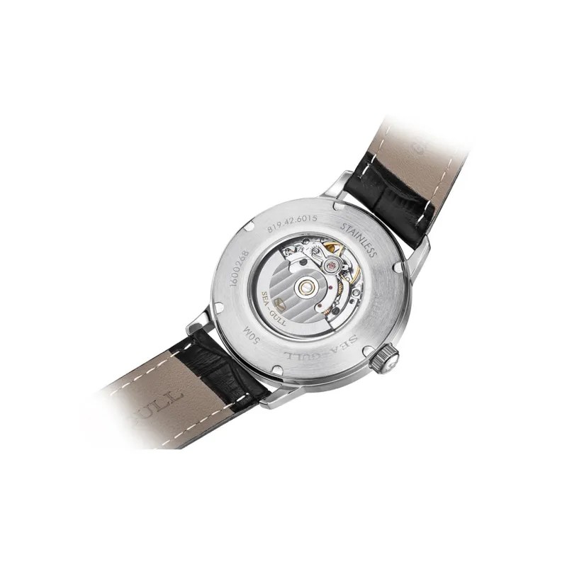 Sea Gull Artist Automatic Mechanical Movement Genuine Leather Strap Watch Men's Watches Gray Dial-1