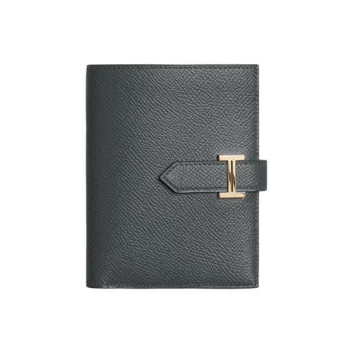 HERMES Bearn Epsom Calfskin Wallet Women's H0 Misty Gray