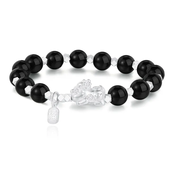 Central Fashion Obsidian Jade Bracelets Unisex-5