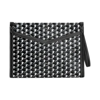 Moynat Canvas With Leather Trim Clutch Women's Black & White