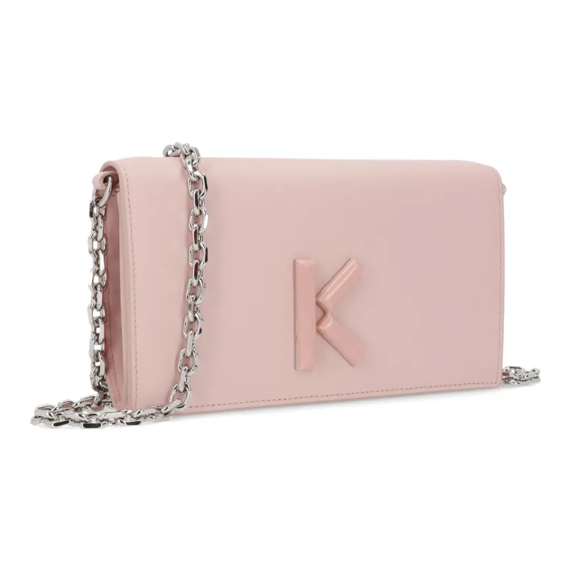 KENZO Leather Crossbody Bag Shoulder Bag Women's Light Pink-1