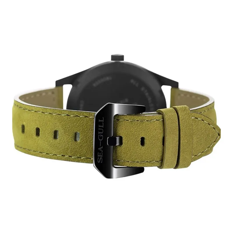 Sea Gull National Automatic Mechanical Movement Genuine Leather Strap Watch Men's Watches Black Dial-4