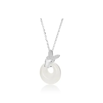 KADER 925 Sterling Silver Necklaces Women's Silver White Gift For Festivals Box With Good Luck
