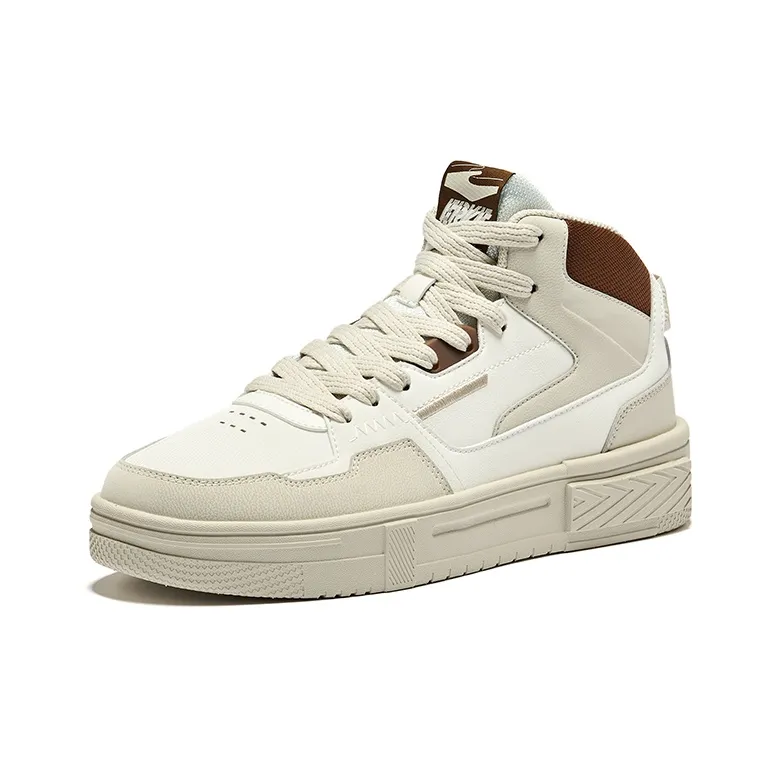 Erke Pact 3 Wear-Resistant Slip-Resistant Mid-Top Skateboard Shoes Men's Microcrystal White Float Stone Gray-2