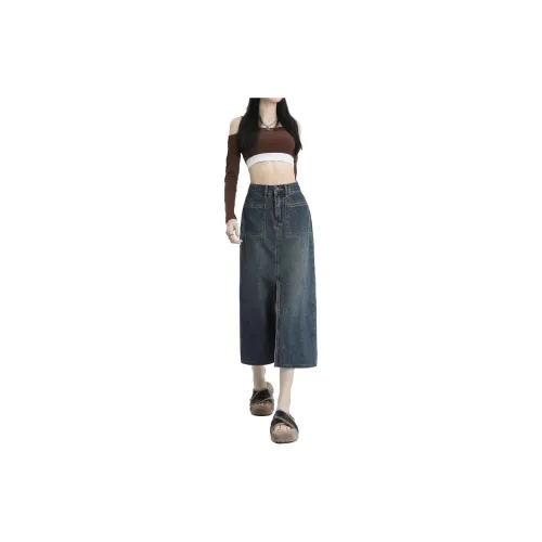 Shuhao Bai Denim Long Skirts Women's Concrete Gray