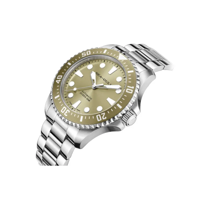 Sea Gull Ocean Series Automatic Mechanical Movement Steel Strap Watch Men's Watches Green Dial-2