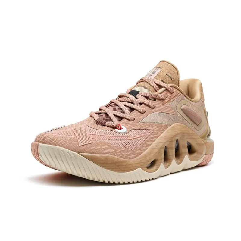 XTEP Magic Claws Wear Resistant Slip Resistant Low Top Basketball Shoes Men's Clay Pink/Vintage Red-2