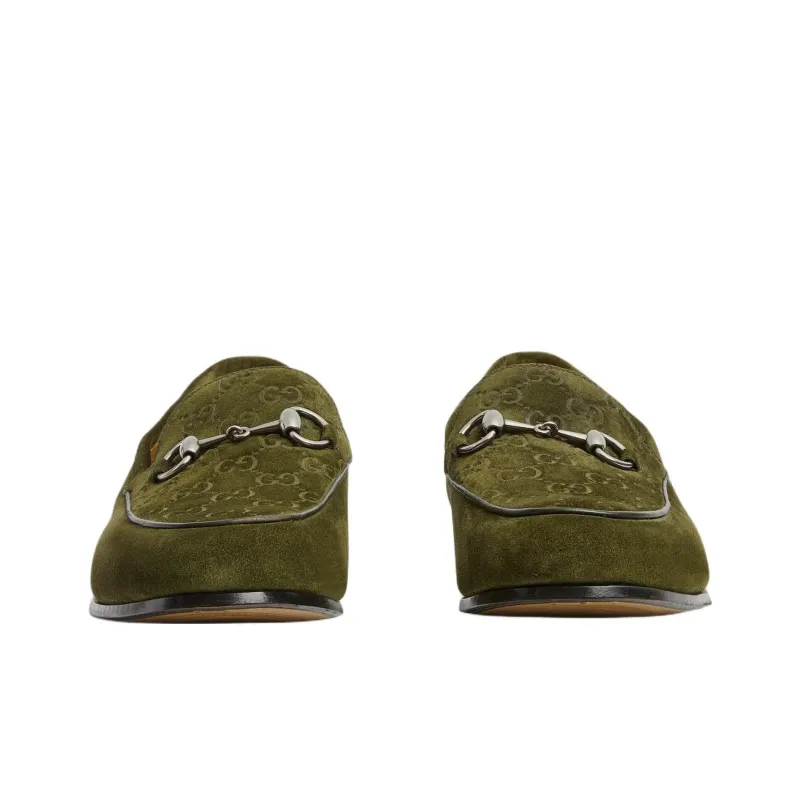 GUCCI Horsebit Loafer 'Dark Green Suede'-6