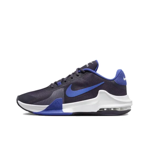 Nike Air Max Impact 4 Basketball Shoes Unisex Low-Top Dark Grape/White/Sky Blue