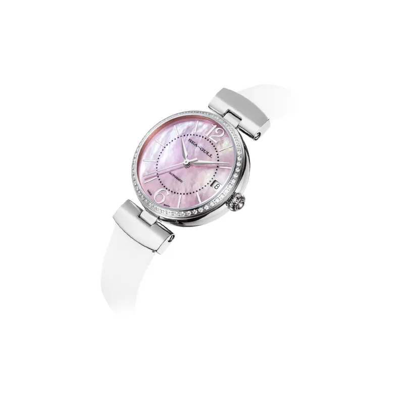 Sea Gull Business Formal Collection Automatic Mechanical Movement Spun Silk Strap Watch Women's Watch Pink Watch Dial-1