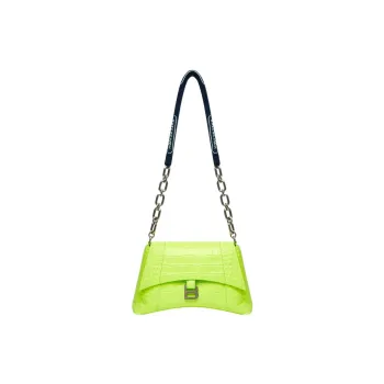 Balenciaga Downtown Cow Leather Crossbody Bag, Shoulder Bag Women's Fluorescent Yellow