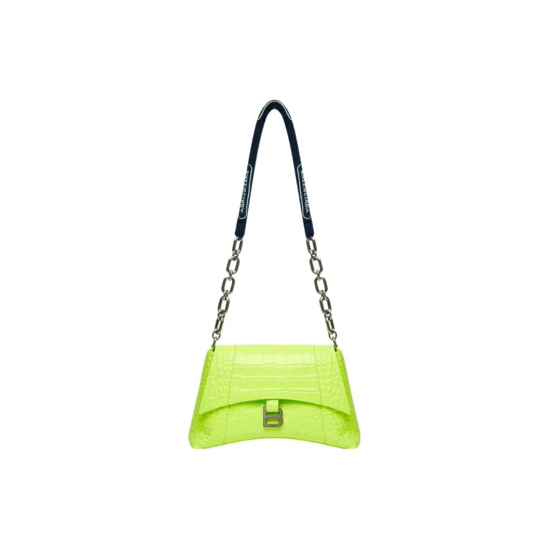 Balenciaga Downtown Cow Leather Crossbody Bag, Shoulder Bag Women's Fluorescent Yellow-0