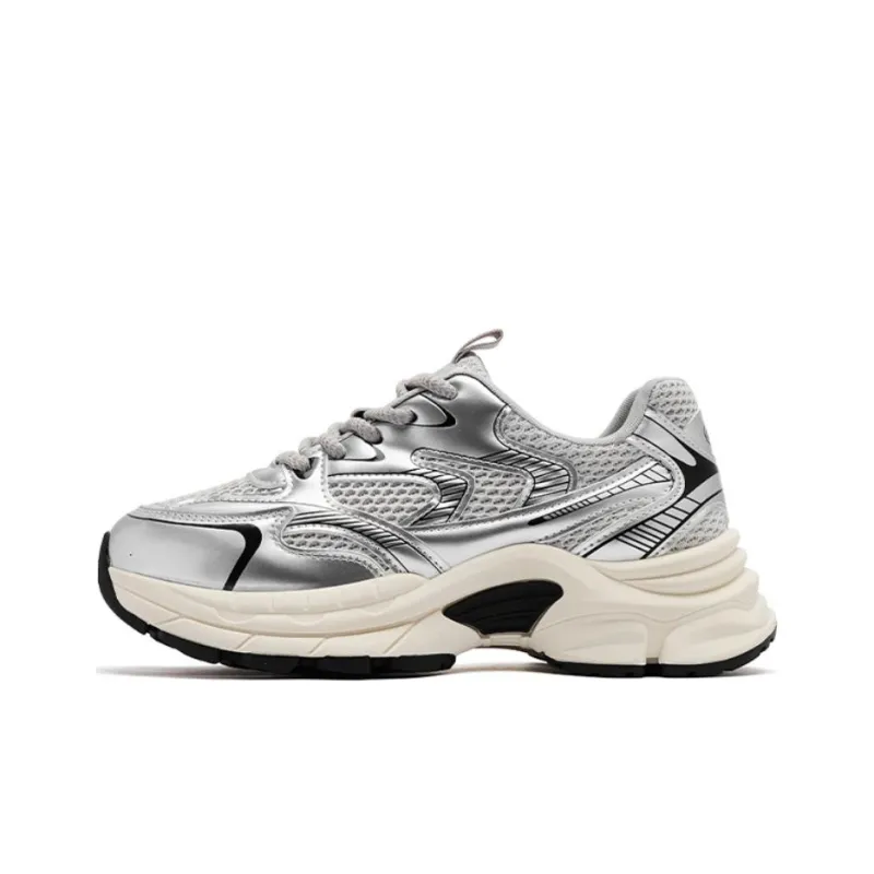 AGSDON Low Top Chunky Sneakers Women's Silver-0