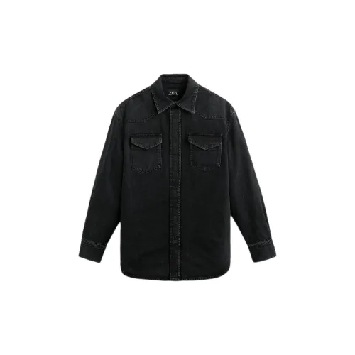 ZARA Denim Jackets Men Black