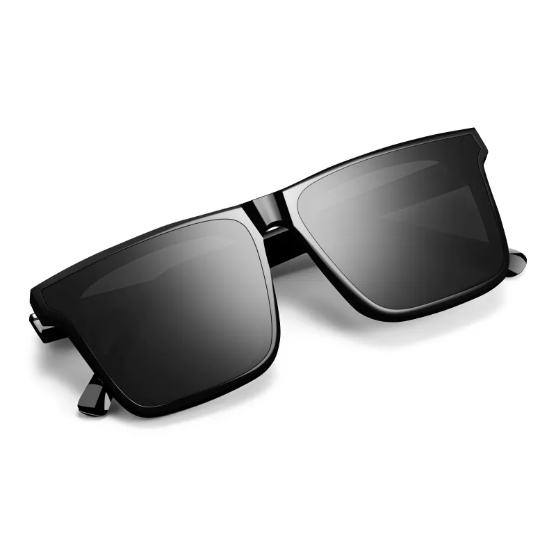 TXX Plate Frame Square Sunglasses Unisex Black-1