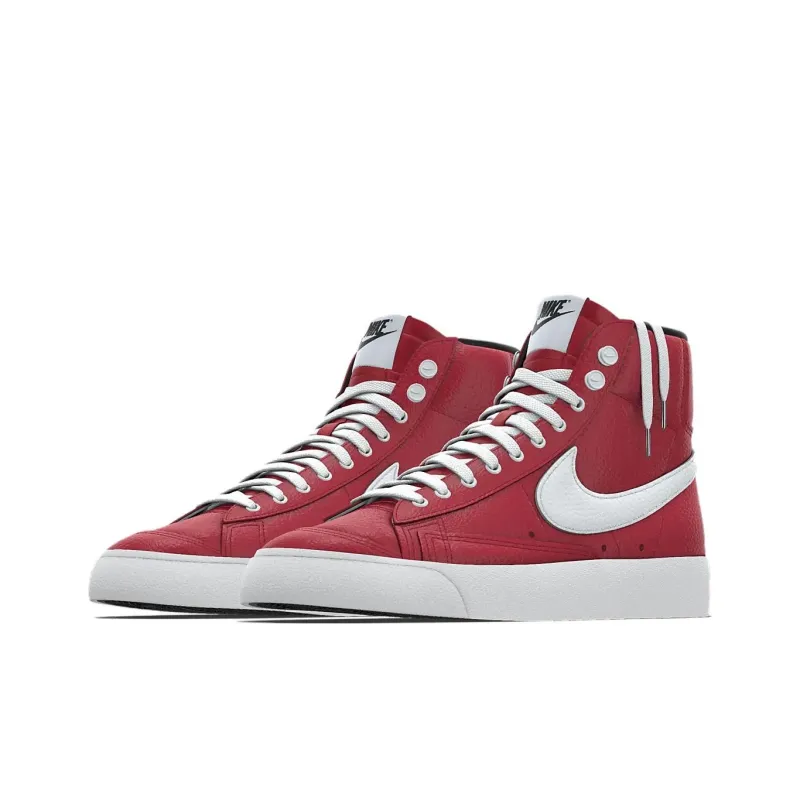 Nike Blazer Anti-Slip And Wear-Resistant Support Mid-Top Skateboard Shoes Unisex Red White-2