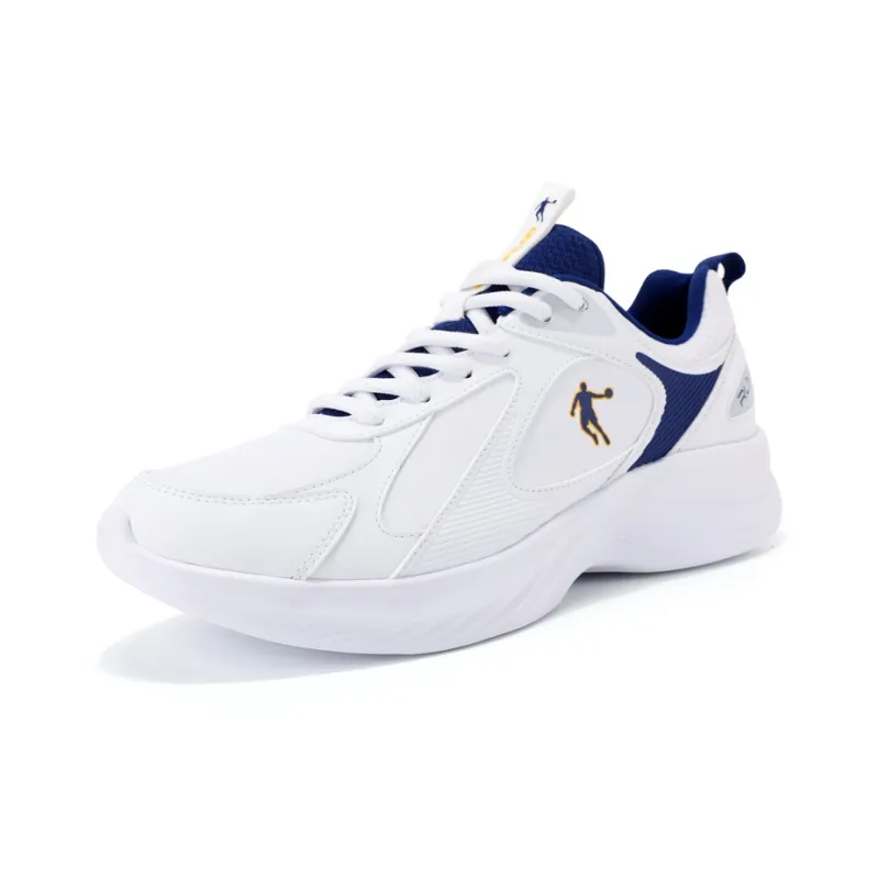 QIAODAN Anti Slip Wear Resistant Low Top Running Shoes Men's White Blue-2