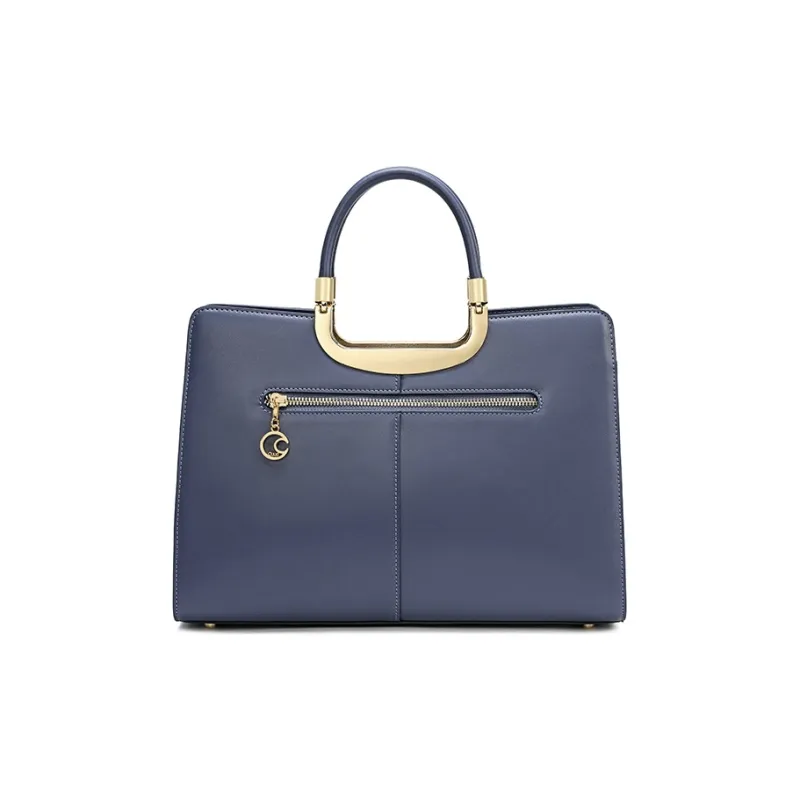 Ancient Yi Xi Cow Leather Commute Shoulder Bag, Crossbody Bag, Handbag Women's Dark Blue-3