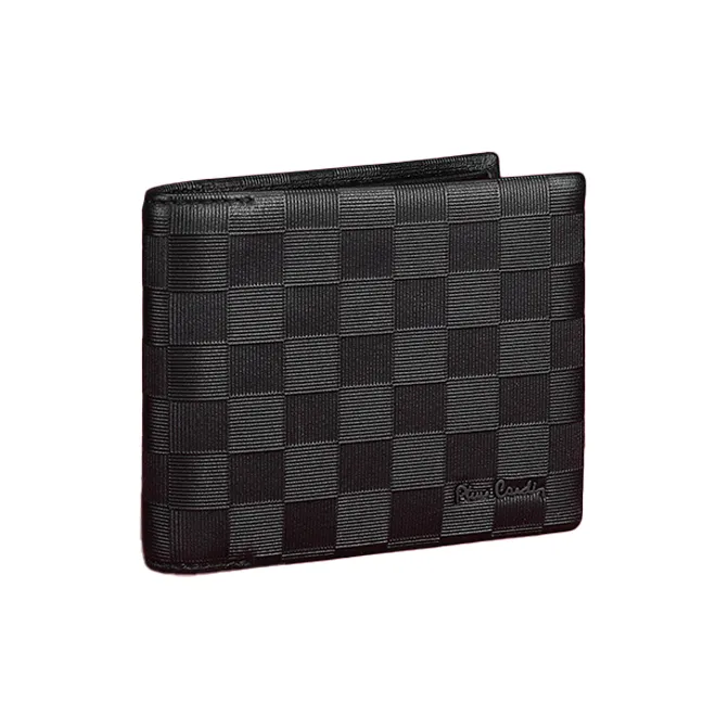 PIERRE CARDIN Cow Leather Multi Card Layer Cropped Wallet Men's Coin Purse Men's Black-3