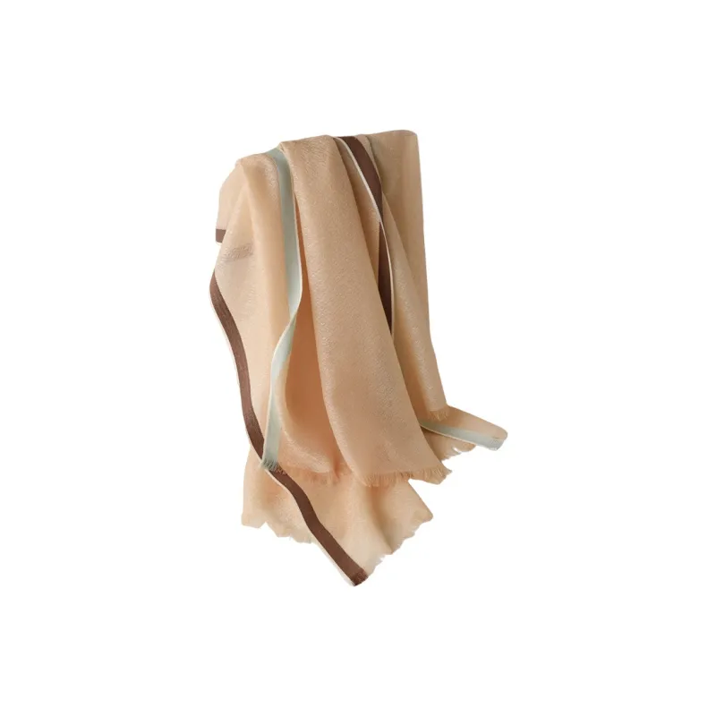 Hang Silk Road Silk Scarves Women's Cream Beige White-0