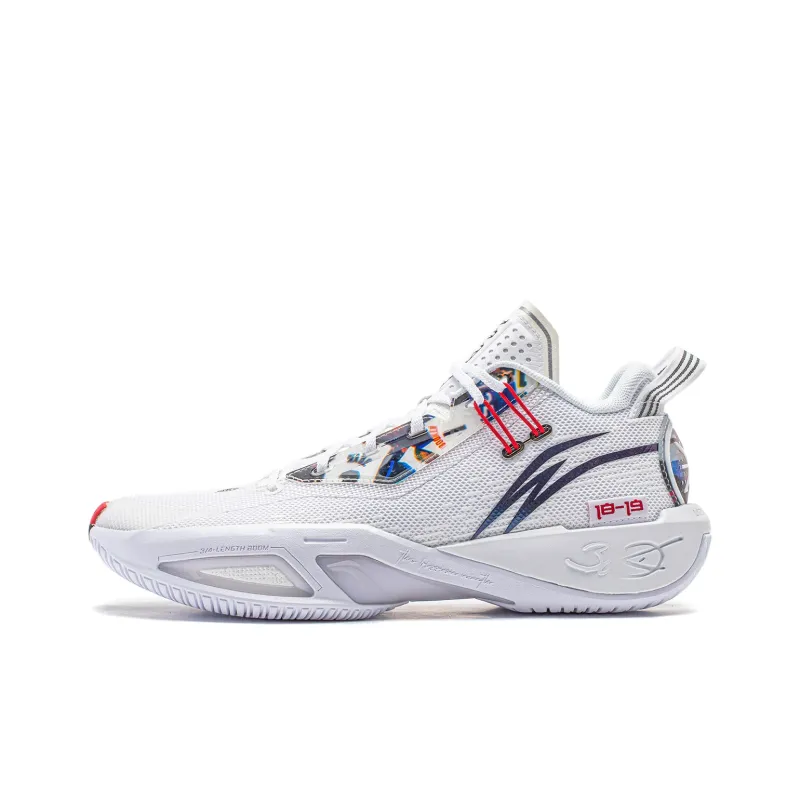 LiNing Crack Variation 9 Cushioned Slip Resistant Low Top Basketball Shoes Men's White-0